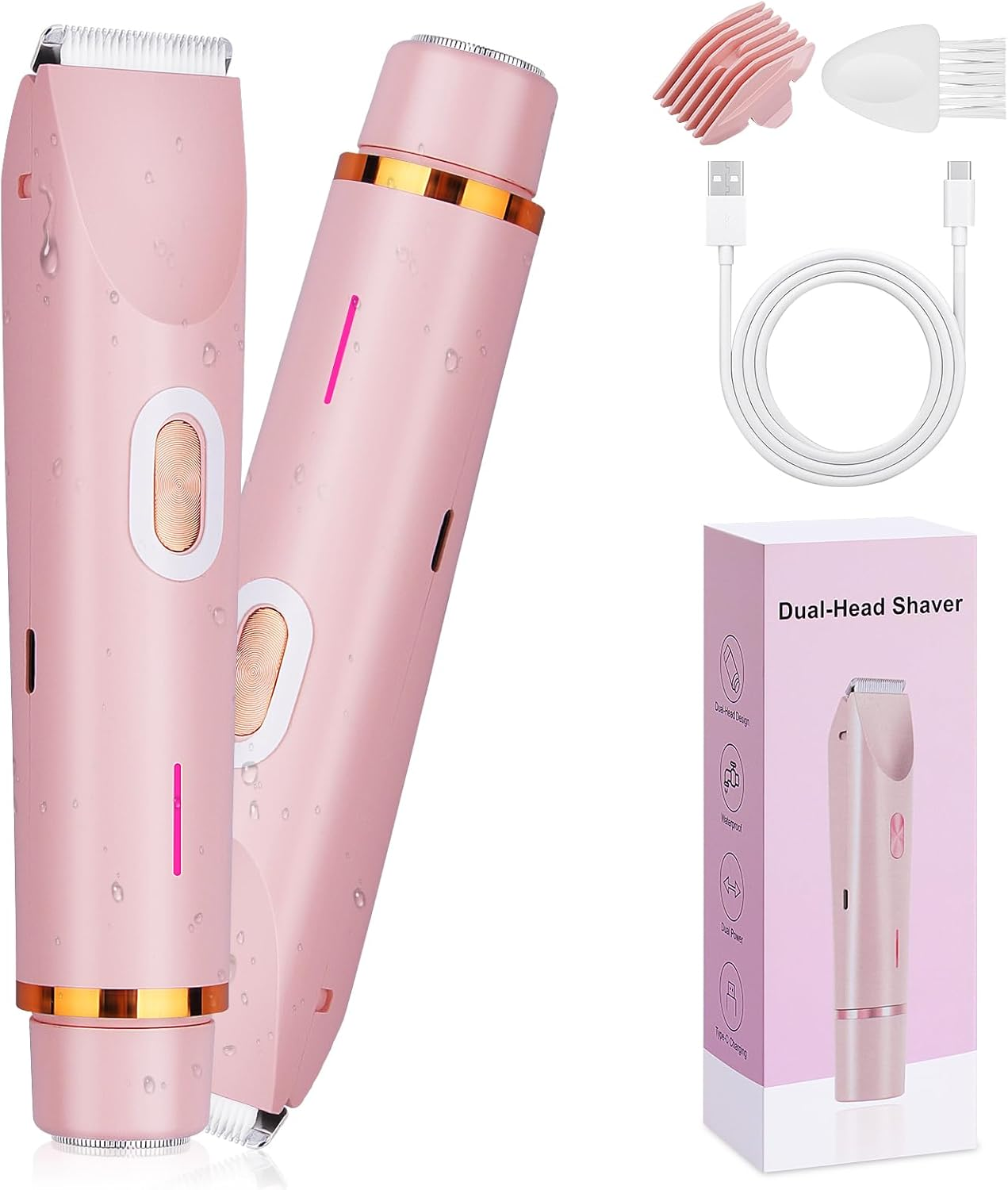 2-in-1 Dual Head Electric Shaver for Women – Waterproof Bikini Trimmer & Body Hair Remover